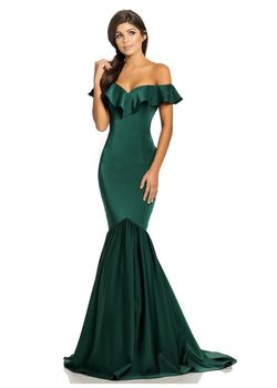 Johnathan Kayne Green Size 6 Jersey Pageant Emerald Mermaid Dress on Queenly