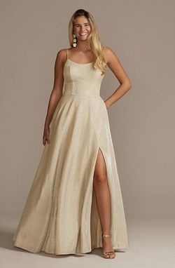 David's Bridal Gold Size 20 Military Tall Height Prom A-line Dress on Queenly