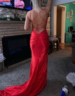 Dave and Johnny Red Size 0 Free Shipping Side Slit Floor Length Straight Dress on Queenly