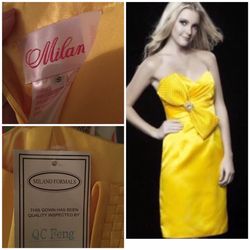 Milano Formals Yellow Size 4 Euphoria Midi Cocktail Dress on Queenly