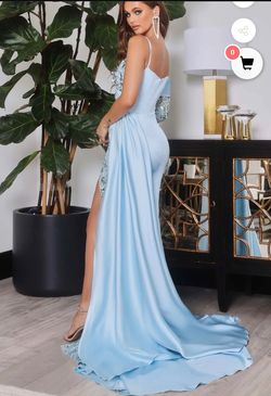 Portia and Scarlett Blue Size 6 Floor Length Side slit Dress on Queenly