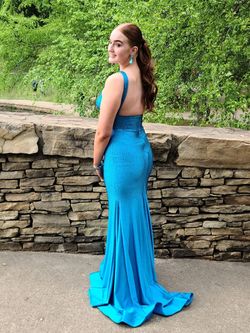 Sherri Hill Blue Size 6 Military Floor Length Mermaid Dress on Queenly