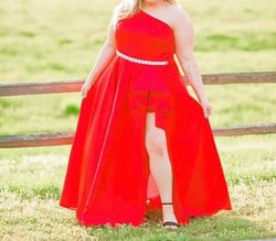 Red Size 22 Side slit Dress on Queenly