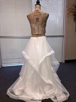 Say Yes to the Prom White Size 20 Halter Sheer Floor Length Ball gown on Queenly