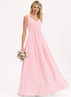 Style #105575 JJ's House Pink Size 12 Plus Size Bridesmaid Floor Length A-line Dress on Queenly