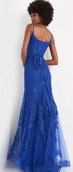 Jovani Blue Size 14 Floor Length Free Shipping Mermaid Dress on Queenly