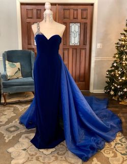 Jovani Royal Blue Size 6 Free Shipping Train Dress on Queenly
