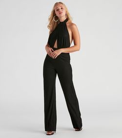 Style 06502-2214 Windsor Black Size 0 Keyhole Tall Height Cut Out Jumpsuit Dress on Queenly
