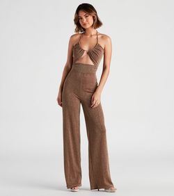 Style 06502-2235 Windsor Nude Size 4 Shiny Keyhole Euphoria Jumpsuit Dress on Queenly