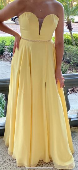 Sherri Hill Yellow Size 4 Side Slit Floor Length Ball gown on Queenly