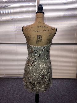 Sherri Hill Silver Size 12 Sweetheart Plus Size Mini Cocktail Dress on Queenly