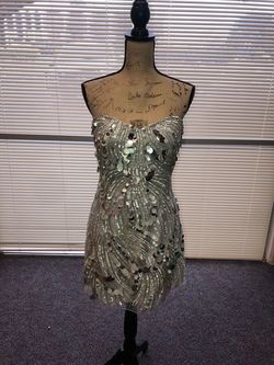 Sherri Hill Silver Size 12 Euphoria $300 Cocktail Dress on Queenly