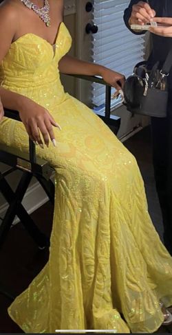 Jovani Yellow Size 4 Floor Length Mermaid Dress on Queenly