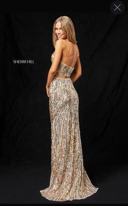 Sherri Hill Gold Size 4 Black Tie Military Straight Dress on Queenly