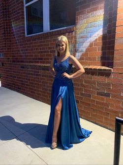 Jovani Blue Size 4 Tall Height Prom A-line Dress on Queenly