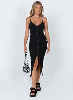 Style 413525 Princess Polly Black Size 10 Tall Height Jersey Side slit Dress on Queenly