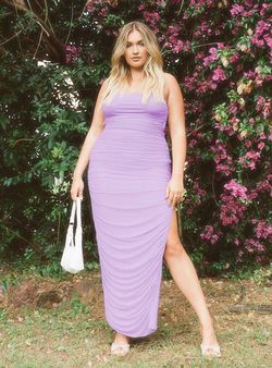 Style 1142099 Princess Polly Purple Size 2 Homecoming Euphoria Black Tie Square Neck Side slit Dress on Queenly