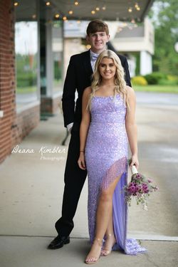 Jovani Purple Size 2 Floor Length Side slit Dress on Queenly