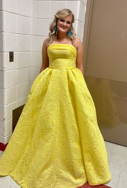 Rachel Allan Yellow Size 10 Floor Length Ball gown on Queenly