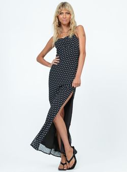 Style 1172961 Princess Polly Black Size 4 Jersey Polyester Side slit Dress on Queenly