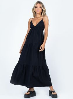 Style 1156224 Princess Polly Black Size 6 Floor Length Plunge Tall Height Straight Dress on Queenly