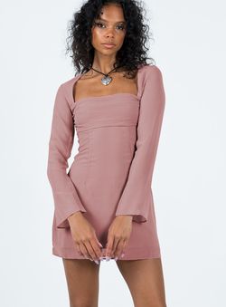 Style 1192829 Princess Polly Pink Size 4 Euphoria Sheer Tall Height Long Sleeve Cocktail Dress on Queenly