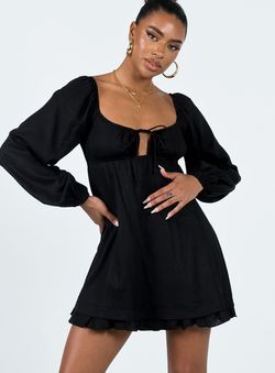 Style 1185025 Princess Polly Black Size 4 Tall Height Long Sleeve Cocktail Dress on Queenly