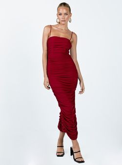 Style 1195650 Princess Polly Red Size 4 Polyester Side slit Dress on Queenly