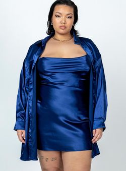 Style 1191110 Princess Polly Blue Size 14 Euphoria Plus Size Silk Black Tie Cocktail Dress on Queenly