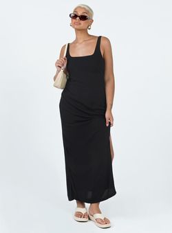 Style 1183939 Princess Polly Black Size 10 Jersey Side slit Dress on Queenly