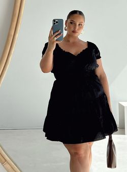 Style 1173903 Princess Polly Black Tie Size 14 Plus Size Jersey Cocktail Dress on Queenly