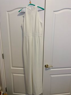 Vince Camuto White Size 8 Bachelorette Pageant Bridal Shower Jumpsuit Dress on Queenly