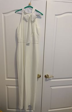 Vince Camuto White Size 8 Wedding Guest Pageant Floor Length Jumpsuit Dress on Queenly