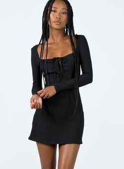 Style 1181617 Princess Polly Black Size 4 Jersey Long Sleeve Cocktail Dress on Queenly