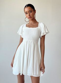 Style 1146621 Princess Polly White Size 6 Euphoria Sleeves Jersey Summer Cocktail Dress on Queenly