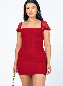 Style 1132751 Princess Polly Red Size 10 Polyester Straight Cocktail Dress on Queenly