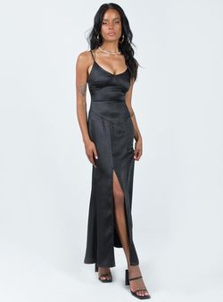 Style 1175337 Princess Polly Black Size 4 Homecoming Prom Jersey Party Side slit Dress on Queenly