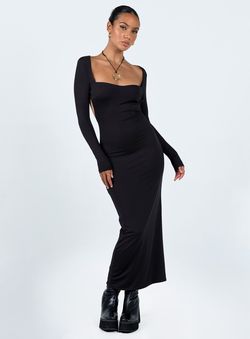 Style 1196591 Princess Polly Black Size 10 Jersey Homecoming Long Sleeve Cocktail Dress on Queenly
