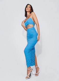 Style 1162426 Princess Polly Blue Size 8 Euphoria Winter Formal Black Tie Spandex Side slit Dress on Queenly