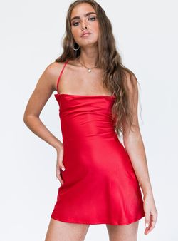 Style 1134726 Princess Polly Red Size 8 Straight Winter Formal Corset Cocktail Dress on Queenly