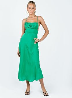 Style 1194548 Princess Polly Green Size 6 Polyester Floor Length Midi Corset Cocktail Dress on Queenly
