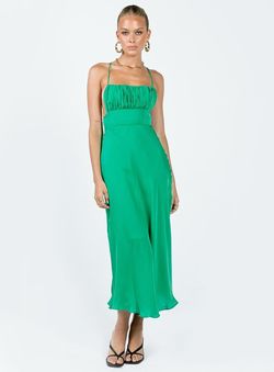 Style 1194548 Princess Polly Green Size 6 Polyester Floor Length Midi Corset Cocktail Dress on Queenly