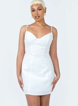 Style 1179777 Princess Polly White Size 0 V Neck Jersey Lace Summer Cocktail Dress on Queenly