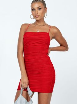 Style 1168827 Princess Polly Red Size 10 Sheer Tall Height Cocktail Dress on Queenly