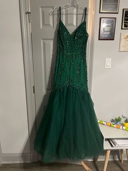 Mori Lee Green Size 10 Tall Height Black Tie Free Shipping Mermaid Dress on Queenly