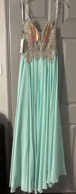 Jovani Light Green Size 4 Short Height Pageant A-line Dress on Queenly