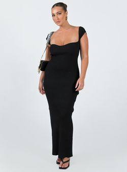 Style 1181941 Princess Polly Black Size 10 Tall Height Jersey Side slit Dress on Queenly
