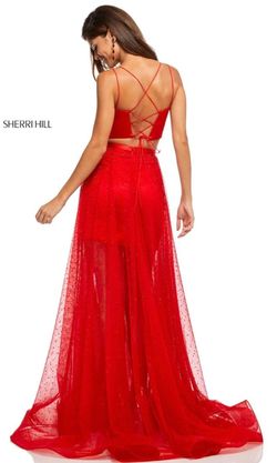 Sherri Hill Red Size 10 Military Floor Length Straight Dress on Queenly
