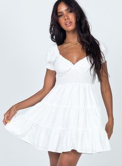 Style 535011 Princess Polly White Size 0 Bridal Shower Sleeves Graduation Cocktail Dress on Queenly