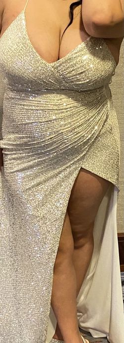 Silver Size 16 Side slit Dress on Queenly